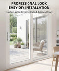 Keyed Sliding Patio Door Handleset With Off Center Thumb Latch And 45 Degree Keyway installed on a white patio door.