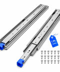 Beefy Full Extension Heavy Duty Drawer Slides With Ball Bearings, Quiet Smooth Glide, Side Mount Rails For Cabinets And Tool Chests, High Capacity Load, Rust Resistant Steel, Easy Install, 3 Fold Extension, pair with screws