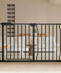 Extra Wide Baby Gate For Stairs And Doorways Tall Black Metal Tension Gate Pressure Mount Adjustable 43.5 To 48 Inches