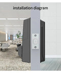 Installation diagram of Slick Fingerprint Deadbolt Smart Keyless Entry Lock With Custom Keypad Codes And Heavy Duty Construction.
