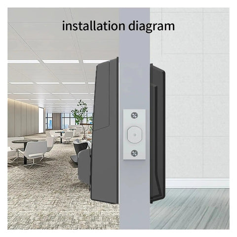 Installation diagram of Slick Fingerprint Deadbolt Smart Keyless Entry Lock With Custom Keypad Codes And Heavy Duty Construction.