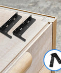 Beefy 2 Pack Floating Shelf Brackets Heavy Duty Steel L Shaped Cabinet Mounts on wooden surface