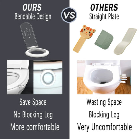 Comparison of Touch Free Toilet Lid Lifter Two Pack White Hygienic Toilet Seat Handle with other designs, highlighting bendable design.