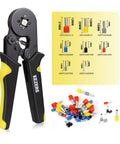 Ferrule Crimping Tool Kit With Self Adjustable Ratchet Pliers For AWG 23 To 7 1250 Insulated Wire Terminals And Wire Ferrules