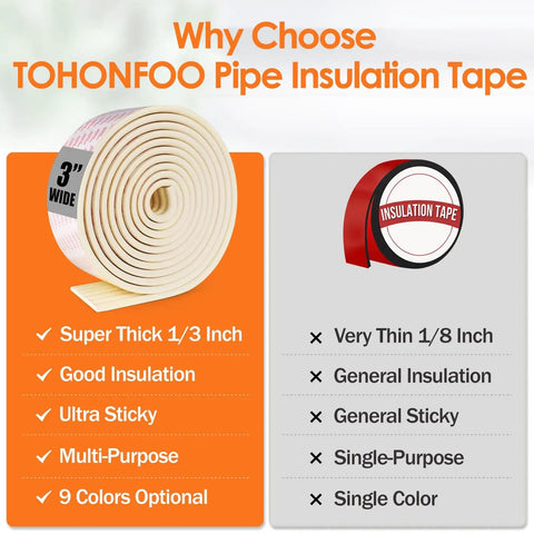 3 Inch Wide Pipe Insulation Tape Weather Resistant Foam Wrap With Sticky Backing For Outdoor Water Pipes Easy To Install