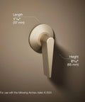 Archer Trip Lever For Two Piece Toilets In Vibrant Brushed Bronze with length and height measurements shown.