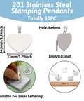 Cheriswelry 10Pcs 201 stainless steel heart stamping pendants with snap-on bails, 33mm silver