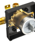 Heavy Duty Solid Brass Shower Valve Kit Built Tough, Straight Shooter Fit For Delta R10000 Unws close-up view of brass body with ports.
