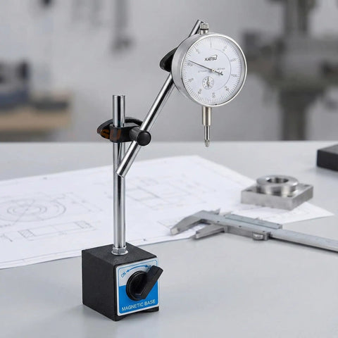 Metric Dial Test Indicator Gauge From 0 To 10 Millimeters With Magnetic Base For Precision Machining And Tool Setup 0.01 Millimeter Resolution Shop Ready For Metalworking Shops And Hobbyists