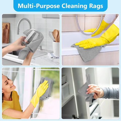 100 Pack Microfiber Cleaning Cloths Dispenser Box Lint Free Ultra Absorbent Reusable Rags for Home Kitchen Car Garage Shop