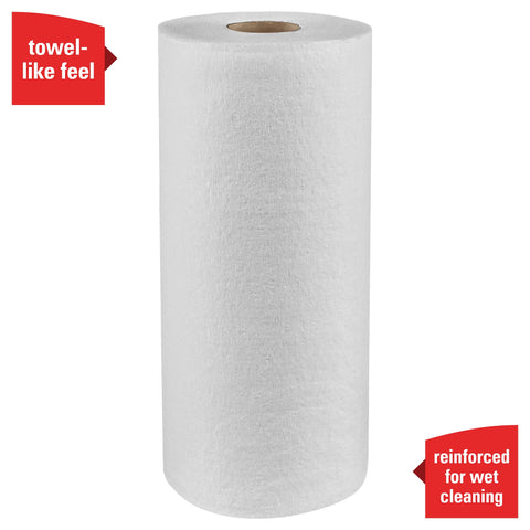 GeneralClean L30 Cloths Heavy Duty Cleaning Wipes Bulk White Wipers For Light To Medium Duty Cleanup Soft Yet Durable Towel Like Paper Towels Perforated One At A Time Roll 70 Sheets Per Roll 24 Rolls 1 680 Sheets Total roll showing reinforced texture and towel-like feel.