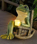Mini Frog Garden Statue With Solar Lights, Cute Fairy Garden Decor, Outdoor Yard Ornament, 3.89x2.36x3.93 in resin