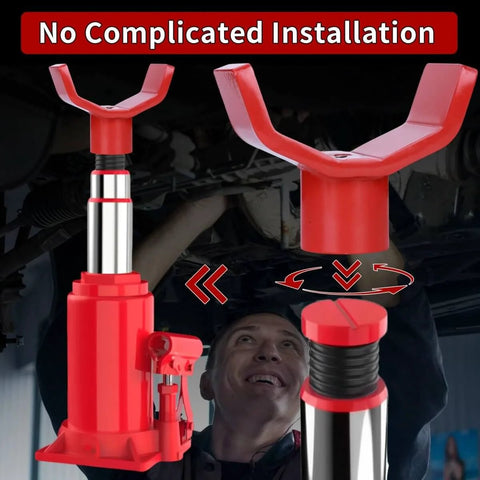 2 In 1 Bottle Jack Adapter Universal Steel Adapter for Safe Jack Lift displaying installation under vehicle
