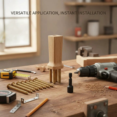 21-Piece Hanger Bolt Kit With Driver Tool For Furniture Leg Assembly And Light Fixture Mounting on a wooden workbench