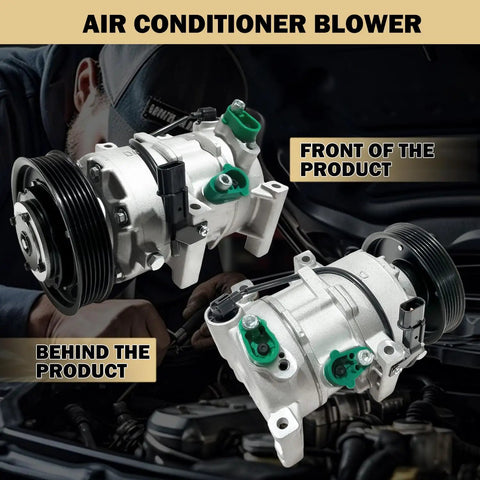 Top Shelf Air Conditioning Compressor With Heavy Clutch Quick Fix Fitment For Hyundai Accent And Kia Rio 2012 To 2017 Breeze Installation Cold Air Power Oem Standard Coc20765c showing front and back details.