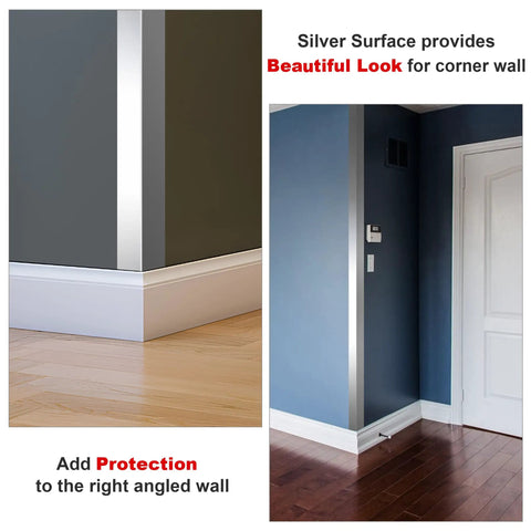 Heavy Duty T304 Stainless Steel Wall Corner Guards, 2 X 2 Inch 48 Inch Long, 10 Pack installed on corner walls.