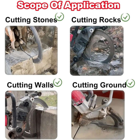 Badass 9000W Corded Concrete Saw With Linkage Water Pump For Zero Dust slicing through stones, walls, rocks, and ground with ease.
