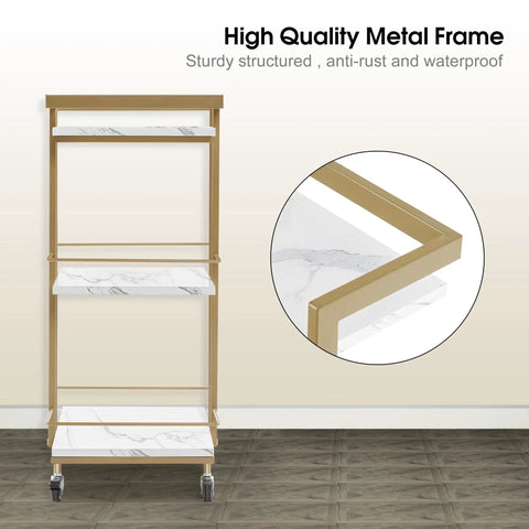 Pro Grade Heavy Duty Metal Utility Salon Trolley On Wheels All In One Three Tier Mobile Facial And Nail Cart In White