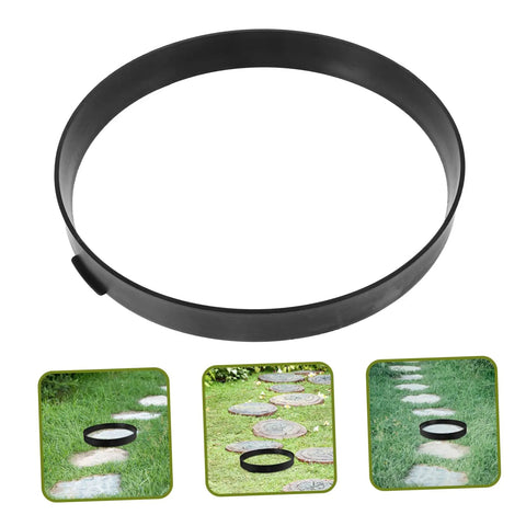 Round Concrete Paver Mold For DIY Garden Paths And Patios, Easy To Use Reusable Cement Mold shown in black with lawn setup