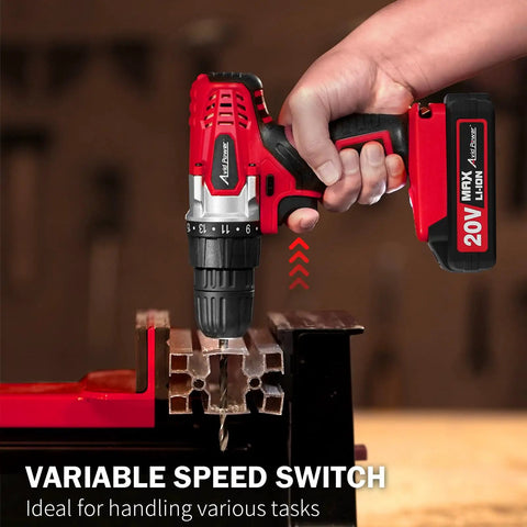 20V Cordless Drill Set for Home DIY and Beginner Projects, Lightweight Power Drill with Battery, Charger, 22 Bit Set, Variable Speed, 3/8 Inch Keyless Chuck, Perfect for Furniture Assembly and Quick Home Fixes