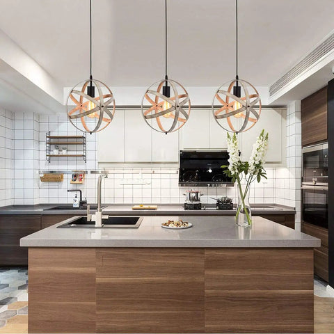 Industrial Spherical Pendant Light With Changeable Cage Design Plug In 15 Ft Cord And On Off Switch Vintage Metal Fixture