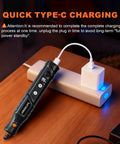 Quick type-C charging of Mini Cordless Rotary Tool Kit With 76 Piece Accessory Set 5 Speed 3.7V Rechargeable Hand Tool.