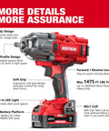 Cordless Impact Wrench Half Inch Drive Built For Tough Jobs 1475 Ft Lbs Breakaway Torque Beast Power with Brushless Motor
