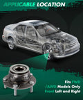 Front Wheel Bearing And Hub Assembly With ABS For Nissan Rogue And Rogue Select 2008 Through 2015 5 Lug 2.5L Front Left Right Fitment Direct Replacement Durable Steel Components shown with transparent vehicle diagram.