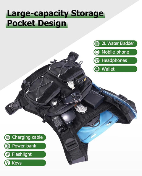 Lightweight Running Vest With 2L Water Bladder Hydration Backpack For Men And Women showing large-capacity pocket storage