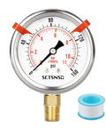 Glycerin Filled 0 To 160 Psi Pressure Gauge With 2.5 Inch Dial And 1/4 NPT Lower Mount Stainless Steel Case for various tests