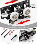 Aluminum alloy 2-wheel hardware for Sleek Mirror Sliding Barn Door With Hidden Aluminum Track Hardware, adjustable and soft close features.