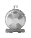 Back view of Large Dial Oven Thermometer With Three And A Quarter Inch Dial Easy Read 100 To 600 F Range Glass Lens And Red Pointer Silver Finish