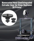 Beefed-Up Dual Gear Extruder Upgrade Kit for Elegoo 4 Pro Plus Max with nanocoated mold steel gears on 3D printer