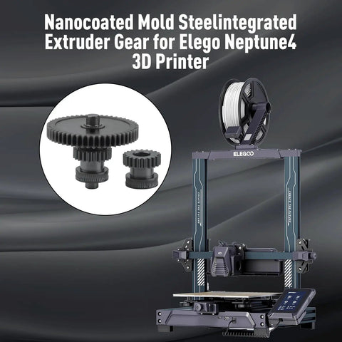 Beefed-Up Dual Gear Extruder Upgrade Kit for Elegoo 4 Pro Plus Max with nanocoated mold steel gears on 3D printer