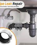 Heavy Duty Pipe Repair Clamp Kit 1 Inch 33mm 36mm Emergency Leak Sealer installed on plastic pipe under sink