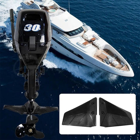 Hydrofoil Stabilizer Kit for outboard boats, fits 4 to 50 HP, reduces drag and cavitation. UV Proof ABS construction for ocean use.