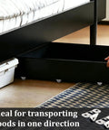 Roll Like Butter With These 48 Pack Mini Fixed Caster Wheels Featuring Hush Quiet Half Inch TPE Rubber Build, showcased under a bed use for sliding drawers.