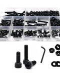 Hex Socket Cap Head Screws and Nuts Kit in Black Grade 12.9 Steel DIN912 M1.6 To M8 Includes Driver Bits Boxed Set with 1200 M1.6 Screws 400 M2 400 M2.5 400 M3 Nuts and Washers Heavy Duty DIY Garage Projects in organizer box