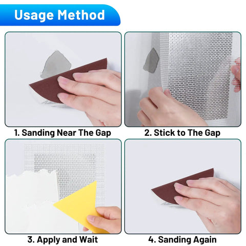 Step-by-step guide for Eight Piece Four Inch Aluminum Drywall Patch Kit with Heavy Duty Wall Hole Patches Scraper and Sandpaper Included