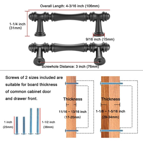 Premium 10 Pack 3 Inch Center To Center Oil Rubbed Bronze Cabinet Pulls Featuring Smooth Rounded Grip For Kickass Kitchen Drawer Handles And Reliable Closet Hardware with measurements.