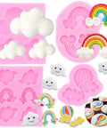 Sweet Rainbow Cloud Fondant Molds Set Of 4 For Cake Decorating And Cupcake Toppers Hot Air Balloon And Cloud Silicone Molds