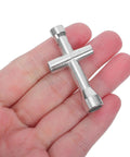 Mini Cross Socket Wrench Kit M2 M2.5 M3 for RC Model Cars held in hand, silver alloy material for precise fastener adjustment.