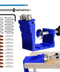 Pro Grade Pocket Hole Jig Kit With Adjustable Punch Locator And 15 Degree Drill Guide 45 Piece Set with accessories