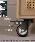 Heavy Duty Furniture Castor Wheels With Dual Locking Spinners And Smooth Polyurethane Tread Four Pack showing locking mechanism.