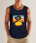 Mens Sleeveless Gym Tank Top With Dope Rubber Duck Graphic Wearing Sunglasses And Cap Cotton SweatWicking Workout Tee For Men Breathable Muscle Tank Perfect For Training Or Gym Sessions