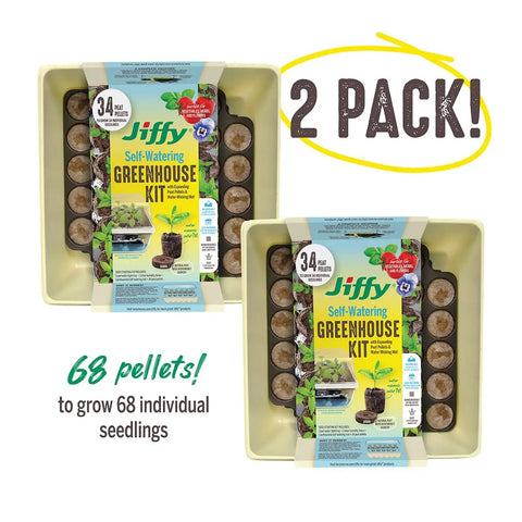 2 pack of Self Watering Seed Starter Tray Kit with 68 peat pellets and water wicking mat for high germination rate gardening