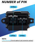 Blower Motor Resistor And HVAC Replacement For Select 2007 To 2013 Chevy Silverado Suburban Tahoe Camaro Equinox GMC Sierra Yukon Buick Cadillac Dodge Chrysler Opel Replace 15141283 13598134, 7-pin connector close-up view.