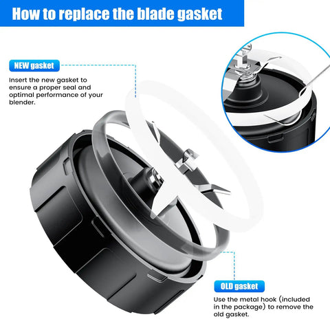 Ninja Blender Replacement Parts Kit With Two 24 Oz Cups And To Go Lids Seven Fin Extractor Blades Built To Last gasket replacement instructions
