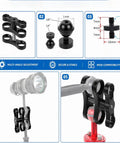 Double Pack 1 Inch Ball Clamp Set For Underwater Camera Tray And Dive Light Mounts Aluminum Butterfly Clip Display