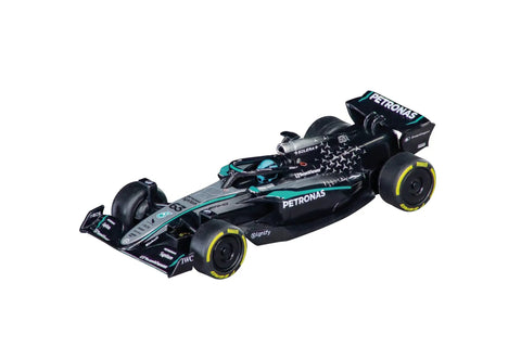 Mercedes-AMG F1 W14 E Performance G Russell No 63 One To Forty Three Scale Analog Slot Car For GO Tracks, angled view